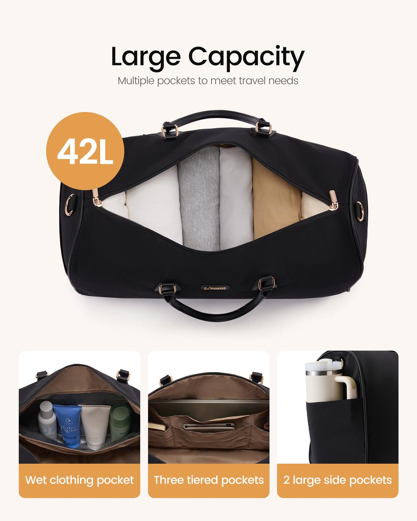 LOVEVOOK Convertible Travel Duffle Bag for Women Men,2 in 1 Garment Bag for Travel with Shoe Pouch,Overnight Weekender Carry On Duffel Bags for Airplane,Hanging Suitcase Suit Dress Business for Trip