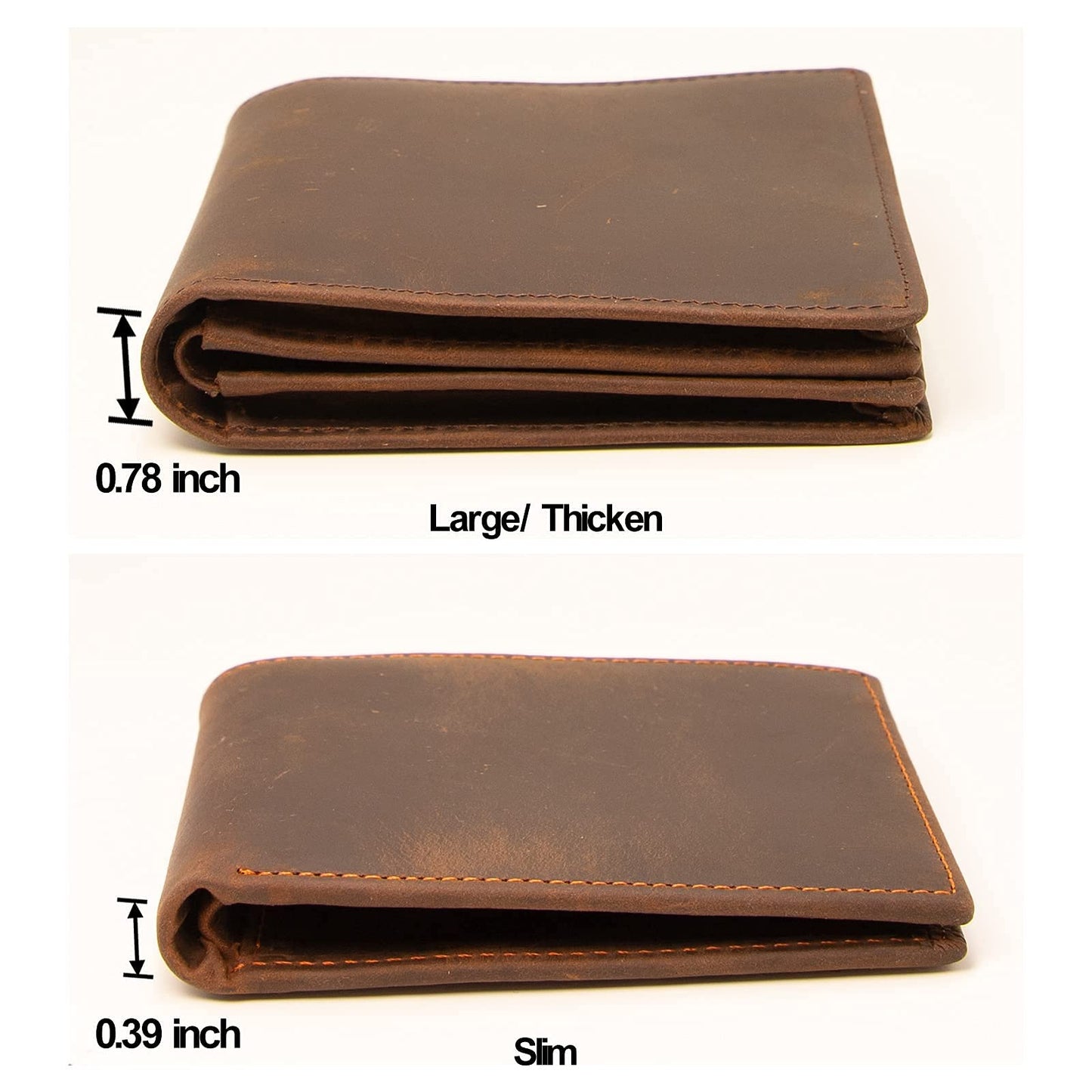 HRS Genuine Leather Wallets for Men, Handmade Vintage Italian Distressed Slim Bifold Men's Wallet with RFID Blocking
