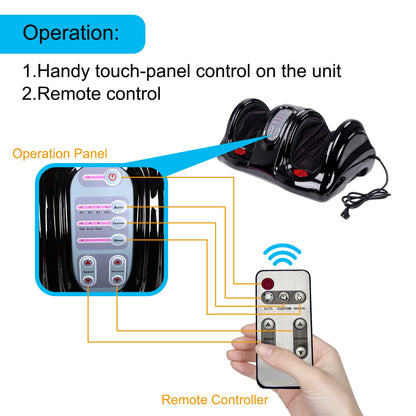 H&B Luxuries Shiatsu Foot Massager Machine with Remote Controller, Kneading and Rolling Home Massagers for Feet, Ankle, Calf, Leg, Ideally for Men, Women, Father, Mom Parents and The Elderly, Red