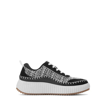 DREAM PAIRS Women Chunky City Tweed Comfortable Casual Platform Fashion Sneaker,Size 8.5,Black/White,SDFN2379W