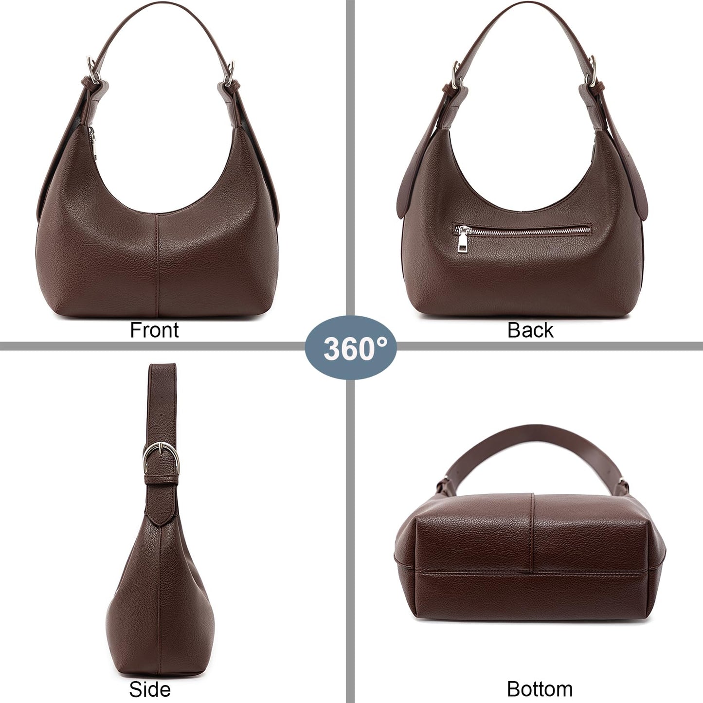 NIUEIMEE ZHOU Hobo Bags for Women Soft Vegan Leather Crescent Shoulder Handbag Slouchy Tote Crossbody Purses
