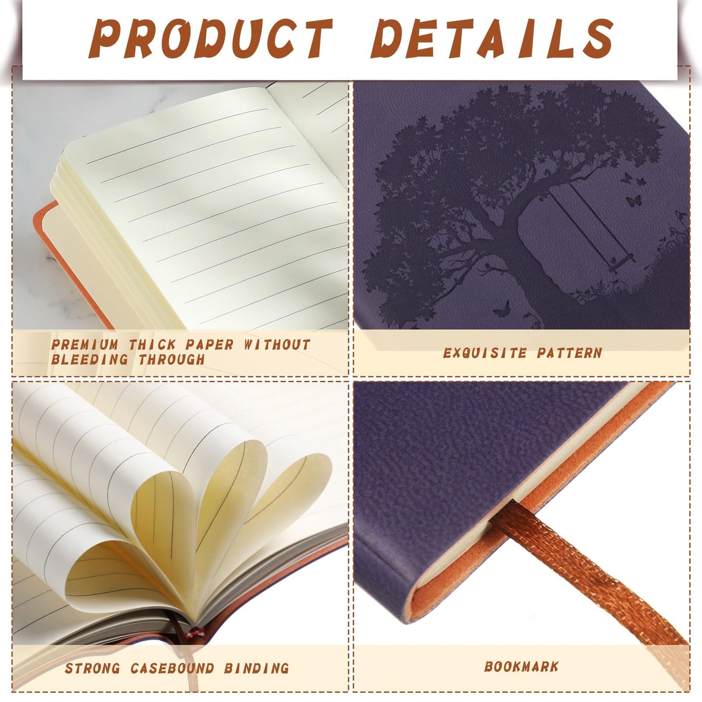TaoBary A6 PU Leather Journals Notebook Bulk Colorful Tree Life Lined Journal Leather Cover Writing Notebook for Administrative Professionals Nurse Teacher Volunteer 128 Pages(Fresh Color,36 Pcs)