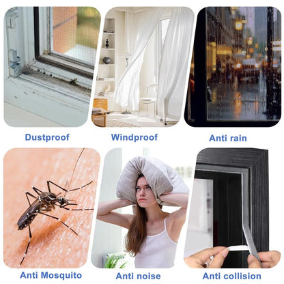 33 Ft Gray Self-Adhesive Weather Stripping - Soundproof, Draft Stopper for Doors & Windows | 0.35" W x 0.2" T