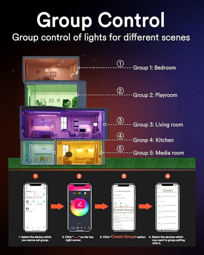 Lumary Black Smart WiFi Recessed Lights 6 Inch, Color Changing LED Recessed Lights with J-Box 13W 1000LM, Dimmable Canless Wafer Downlight, Compatible with Alexa/Google Assistant, ETL Listed, 4 Pack