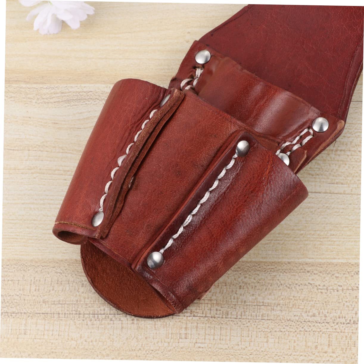 HOMSFOU Cowhide Leather Tool Pouch Portable Waist Repairing Tool Organizer with Multiple Pockets for Electrician Pliers Screwdrivers and Garden Shears 8X8X8 Inches