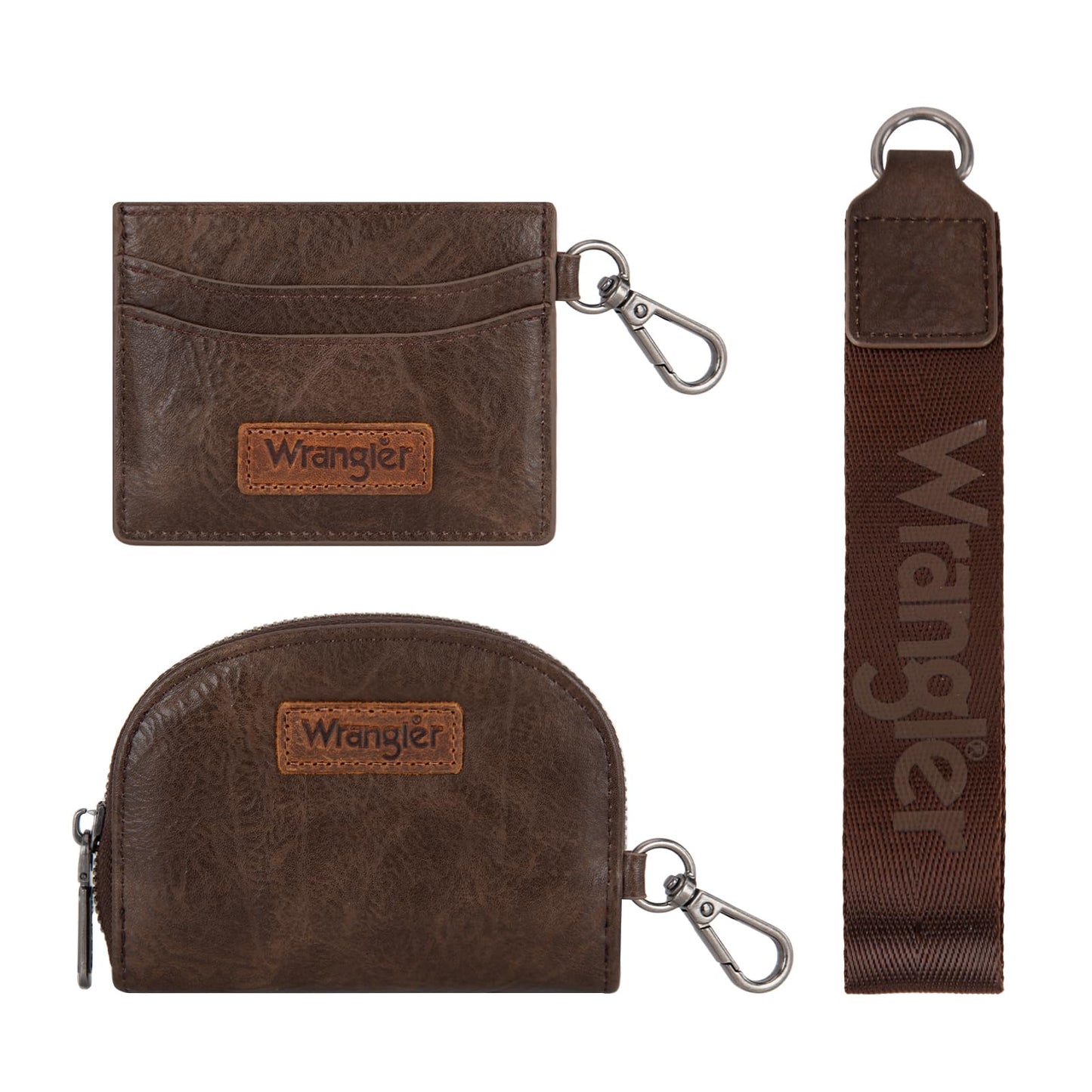 Wrangler KeyChain Wallet Wristlet Wallets for Women Dual Pouch Wristlet with Zipper Womens Credit Card Holder Wallet