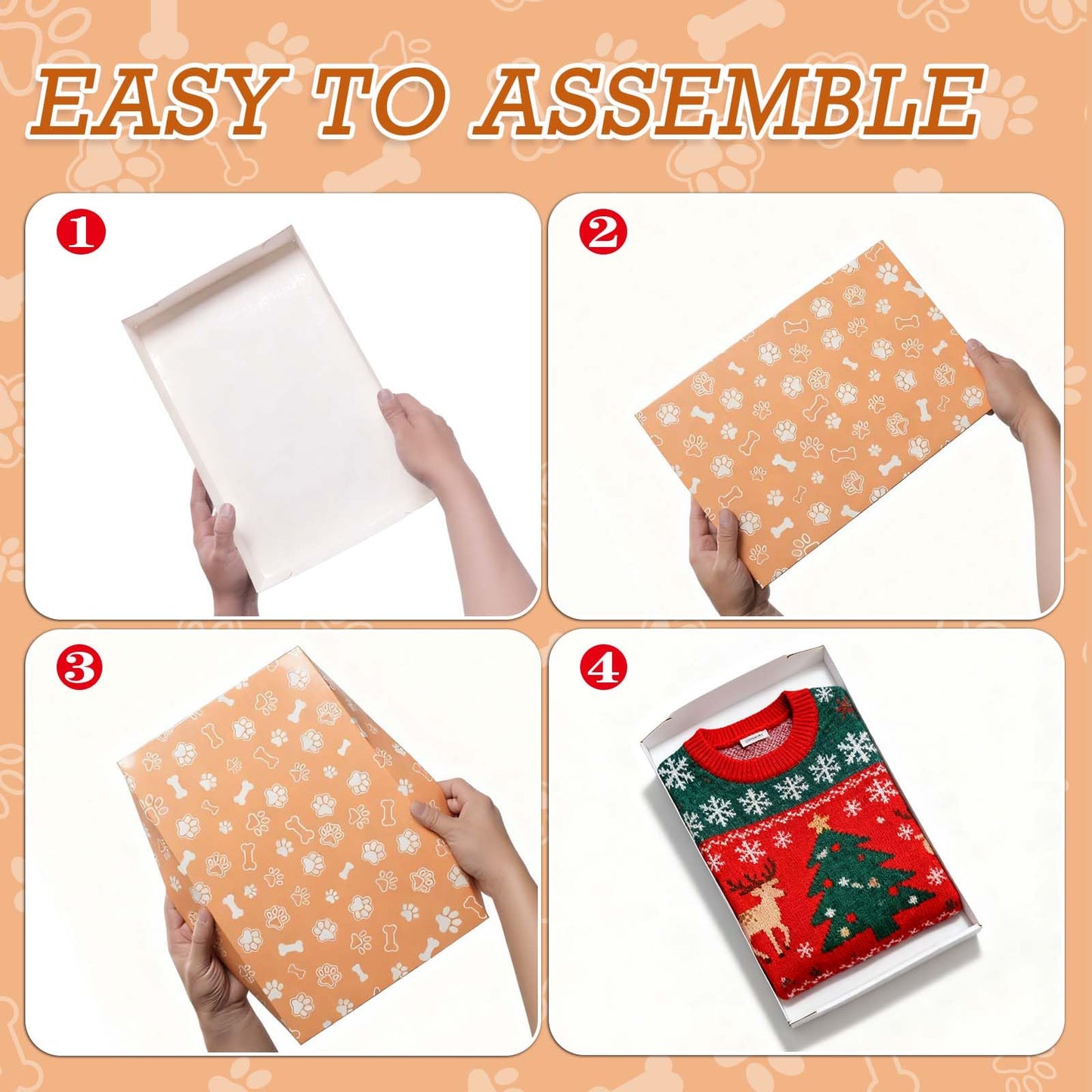 Cayivran 12Pcs Christmas Gift Boxes,14.5 * 9.5 * 2Inch Shirt Box With Lids,2 Designs Orange Blue Puppy elements Clothes Gift Boxes,Apply To Christmas Party Birthday Valentine's Day Graduation season