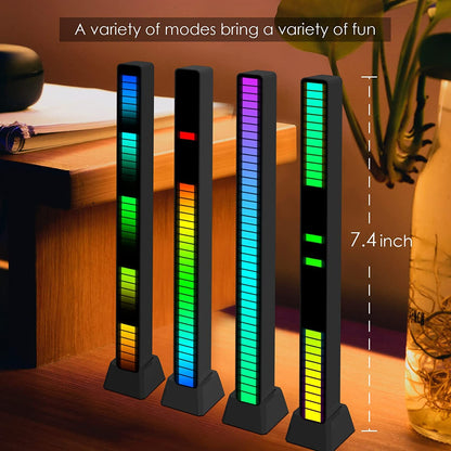 Soulpunk RGB Rechargeable Sound Control Light, Voice-Activated Pickup Music Rhythm Lights, Ambient Light, for Car, Gaming Room Decorations（4Pack）