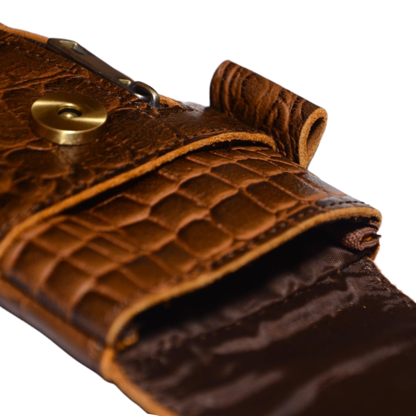 Genuine Full-Grain Buffalo Leather Cell Phone Holsters – 7” H x 3.5" W Leather Cell Phone Holster Large Smartphones – Secure & Durable Phone Belt Holder (Crocodile Print) (Croco Tan)