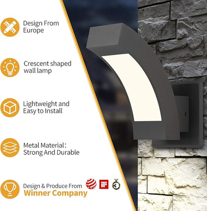 Outdoor Wall Lights 2 Pack Porch Light Exterior Wall Mount Lamp Fixture 600LM Modern Front Door Lighting for House Garage IP54 Waterproof