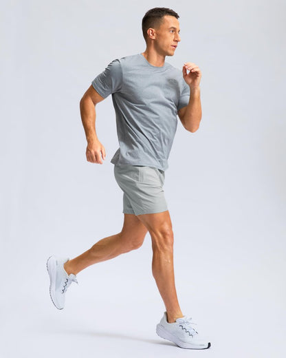 G Gradual Men's Athletic Running Shorts with Zipper Pockets Quick Dry 7"/ 5"/ 9" Workout Gym Shorts for Basketball Hiking(Platinum Grey,5M)