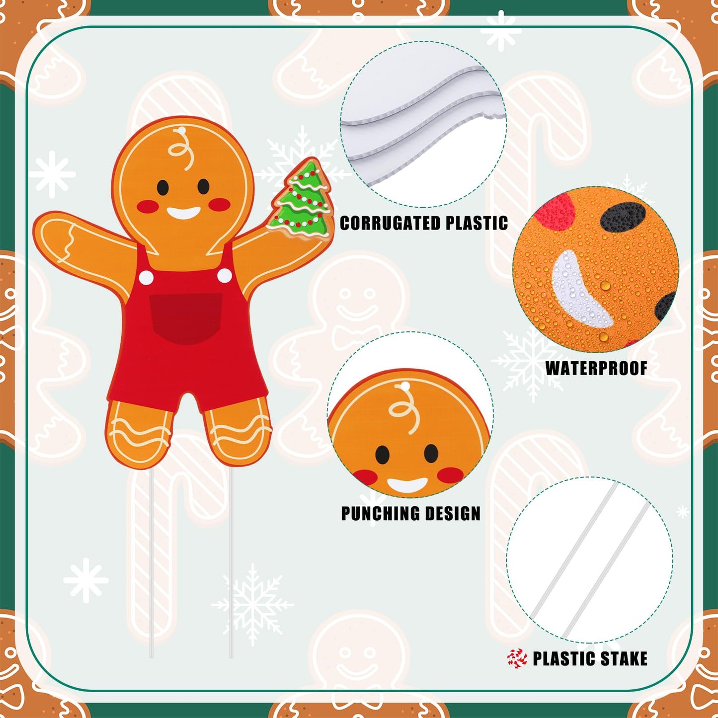 Shellwei 6 Pcs 11.8 Inch Large Gingerbread Christmas Ornaments Gingerbread Man Hanging Christmas Tree Decoration Xmas Plastic Decorations for Xmas Tree Home Kitchen Decor Holiday Party Supplies
