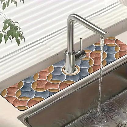 Geometric Printing Sink Splash Guard Faucet Mat Ceramic Tile Texture Super