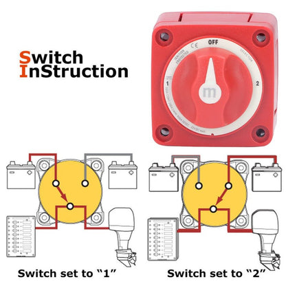 Battery Switch Boat Battery Disconnect Switch 300A 3 Position, High Sensitivity Dual Circuit Power Disconnect Cut Off Isolator for Marine Boat Car Truck Trailer RV, M Series Battery ON Off Kit