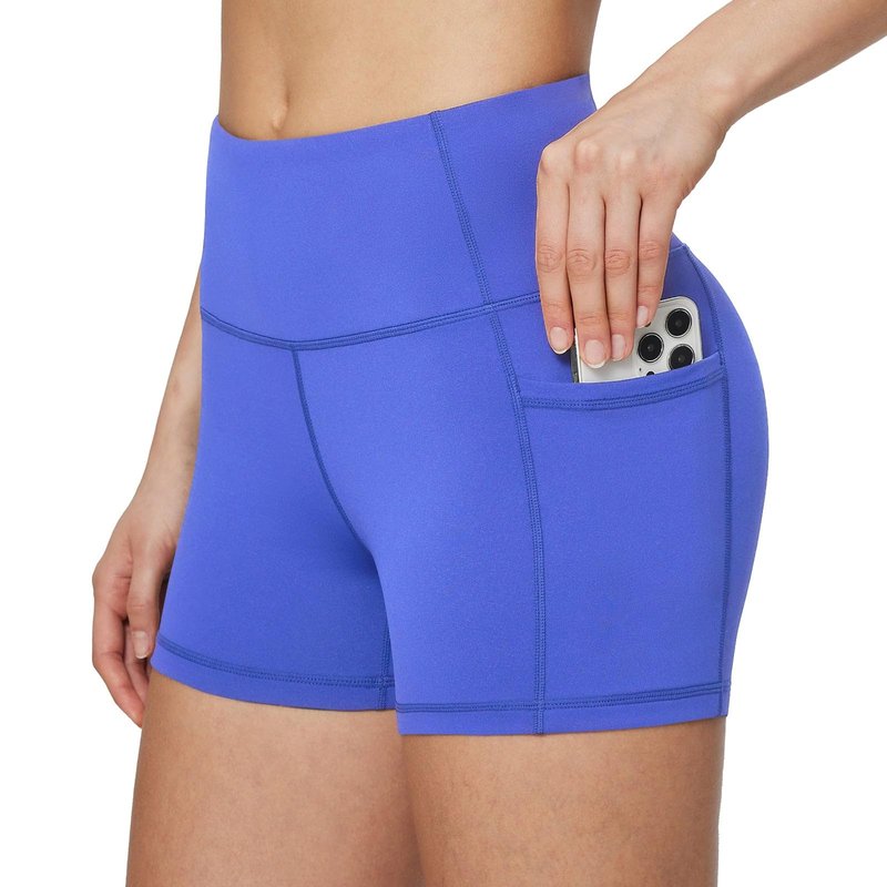 baleaf Gym Shorts Women 3" Biker Workout Yoga Spandex Running Volleyball Tummy Control Compression with Pockets Earth Blue XXXL