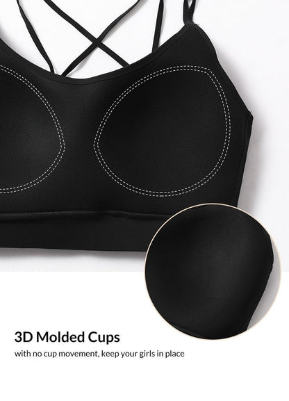 baleaf everleaf Women's Sports Bra Longline Padded Yoga Bra Low Impact Strap Workout Crop Tank Tops Black Black L-XL