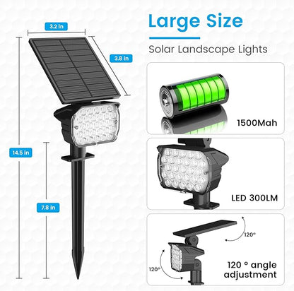 VOLISUN Solar Spotlight Outdoor, IP67 Waterproof Solar Landscape Spot Lights，Uplights for Yard Garden Pathway - 6 Pack Warm White 27 LED 3 Lighting Modes