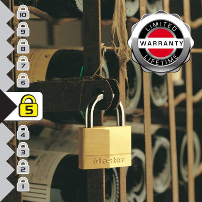 Master Lock 140T Solid Brass Padlock with Key, 2 Pack