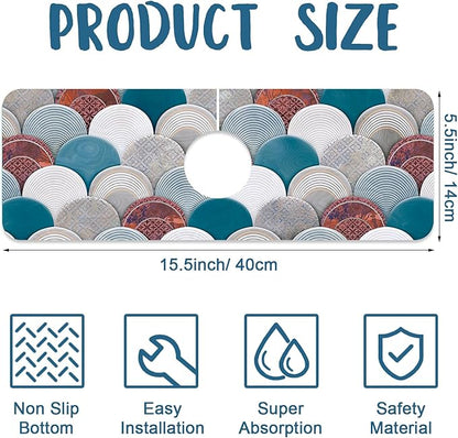 Wall Tiles Texture Sink Splash Guard Ceramic Decor Faucet Absorbing Mat Fast