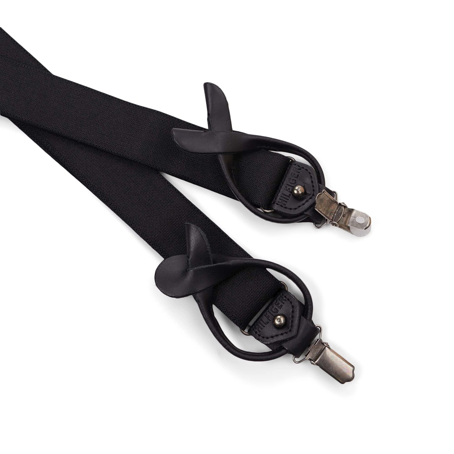 Tommy Hilfiger mens 32mm With Convertible Clip, Button and Strap apparel suspenders, Black, One Size US