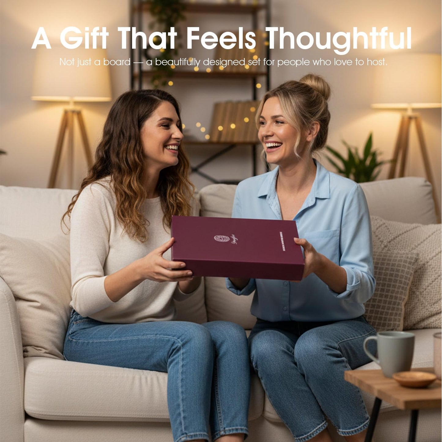 GleeNflux Mini Charcuterie Board Set with Handle, 2-Piece Small Acacia Wood Serving Tray & Wooden Cutting Board for Cheese, Fruit, Appetizers & Entertaining Gift