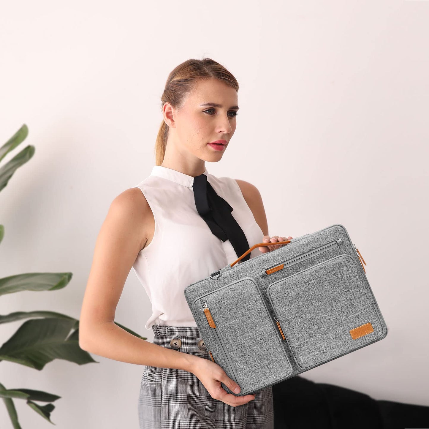 MOSISO 360 Protective Laptop Shoulder Bag,15-15.6 inch Computer Bags Compatible with MacBook Pro 16 inch, HP, Dell, Lenovo, Asus Notebook,Side Open Messenger Bag with 4 Zipper Pockets, Gray