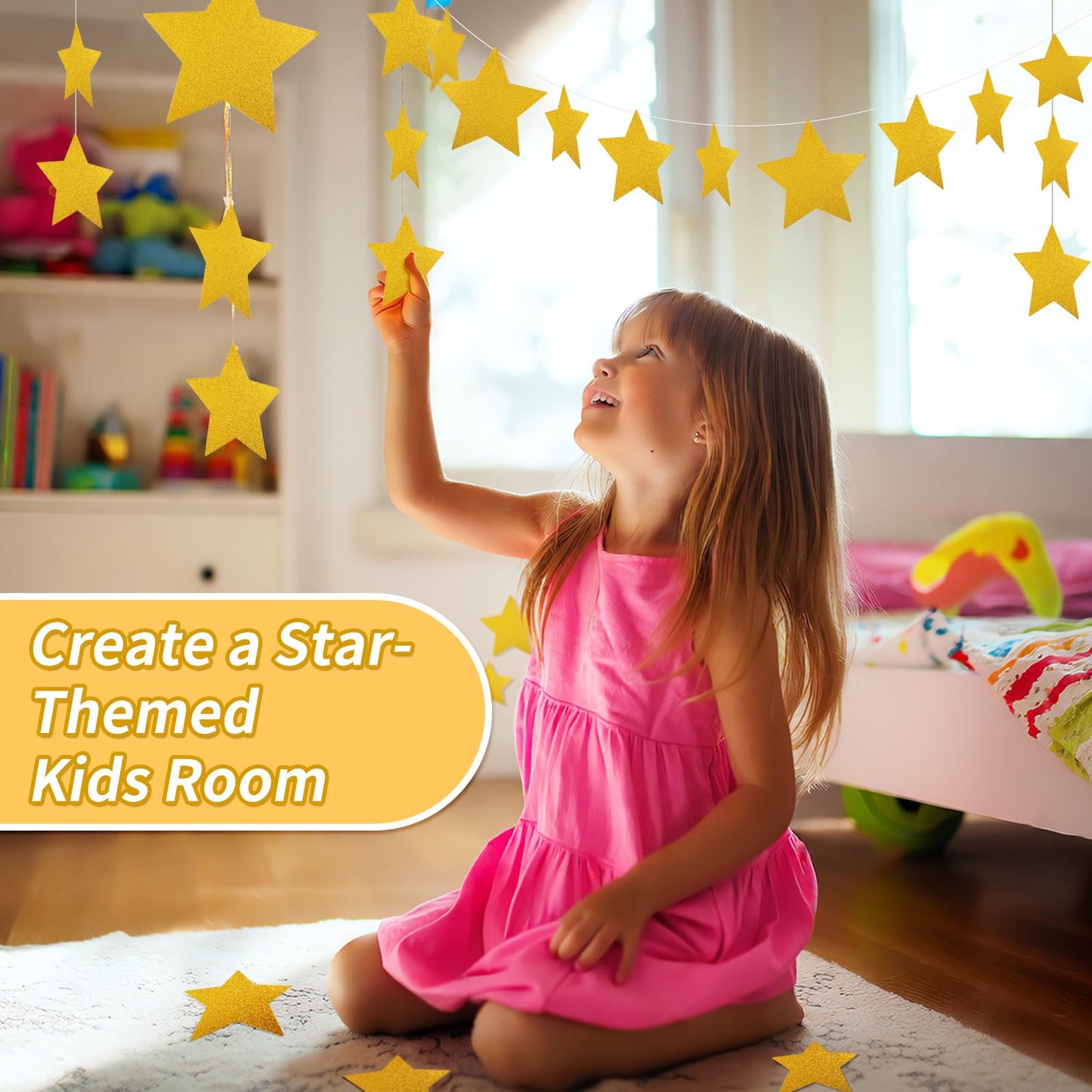45 Pcs 3D Star Centerpieces for Movie Night & Party Decorations - Gold Hanging Supplies in 3 Sizes for Red Carpet, Birthday, New Year & Graduation Celebrations (8",5",3")