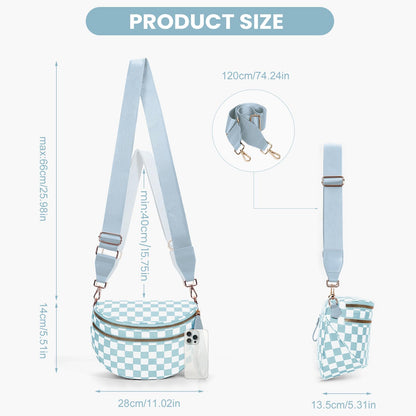 Checkered Crossbody Bum Bags for Women Nylon Checkered Purse Checkerboard Fanny Pack