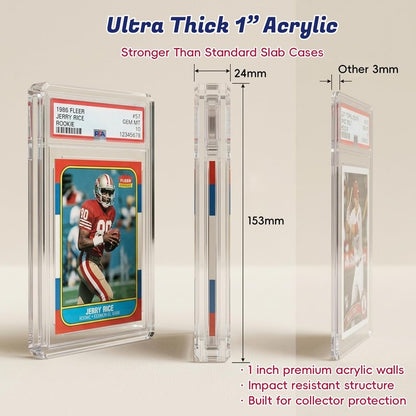 PSA Slab Display Case – 1inch Thick Acrylic Graded Card Display Case with Magnetic Lid, Clear Slab Protector Compatible with PSA & CGC, Card Slab Case for Graded Cards