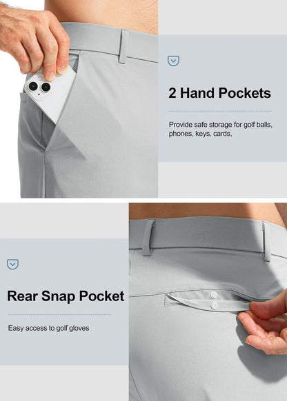 Pudolla Golf Pants for Men Stretch Dress Pants Mens Work Pants 34 Lightweight Quick Dry Casual Slacks Trousers with Pockets(Bright Gray 32Wx34L)