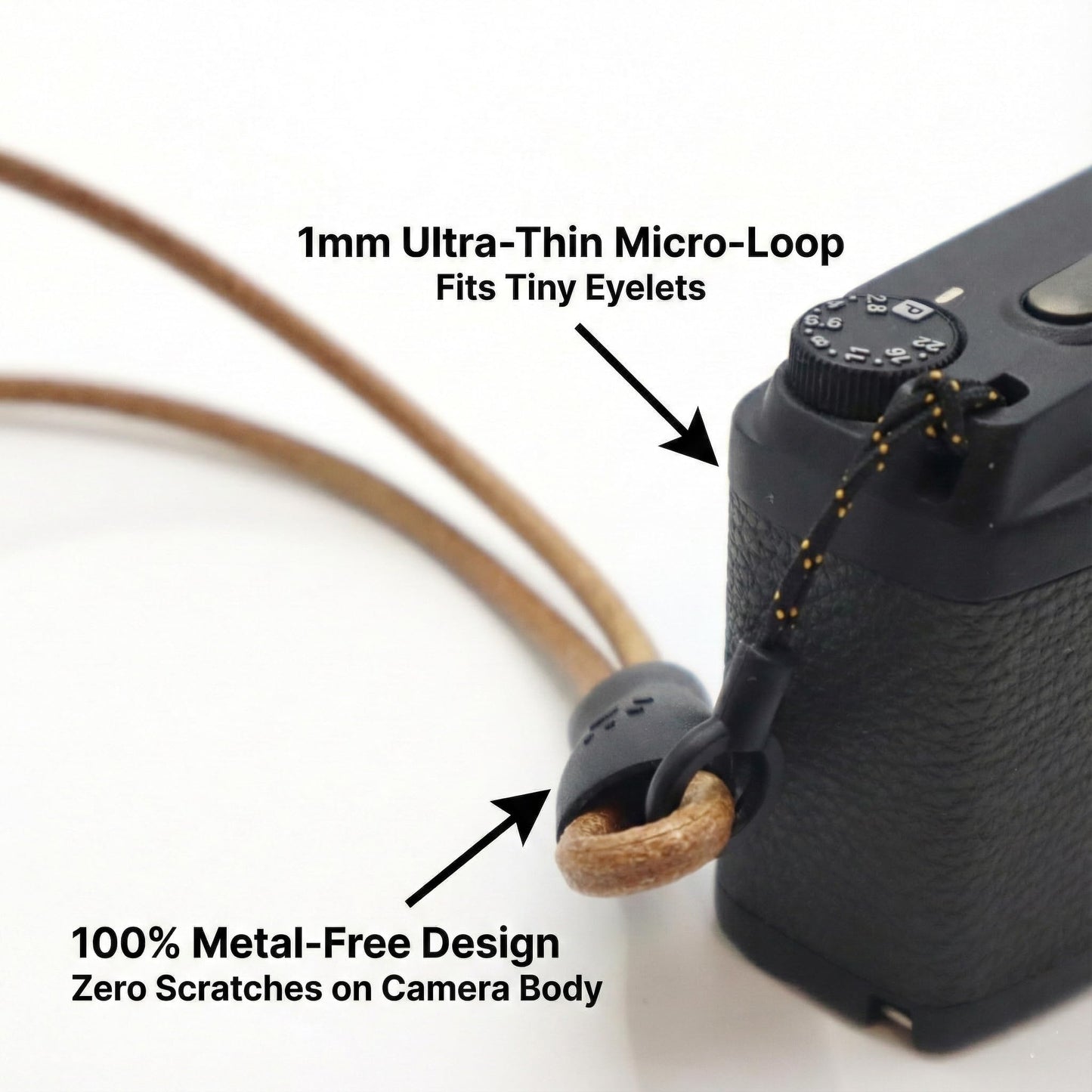SNLxStudioz Genuine Leather Camera Strap - Scratch-Free 1mm Micro-Loop Neck & Shoulder Cord - Minimalist Crossbody Lanyard for Ricoh GR IIIx, Sony RX100 VII, Canon G7X & iPhone 15 Pro