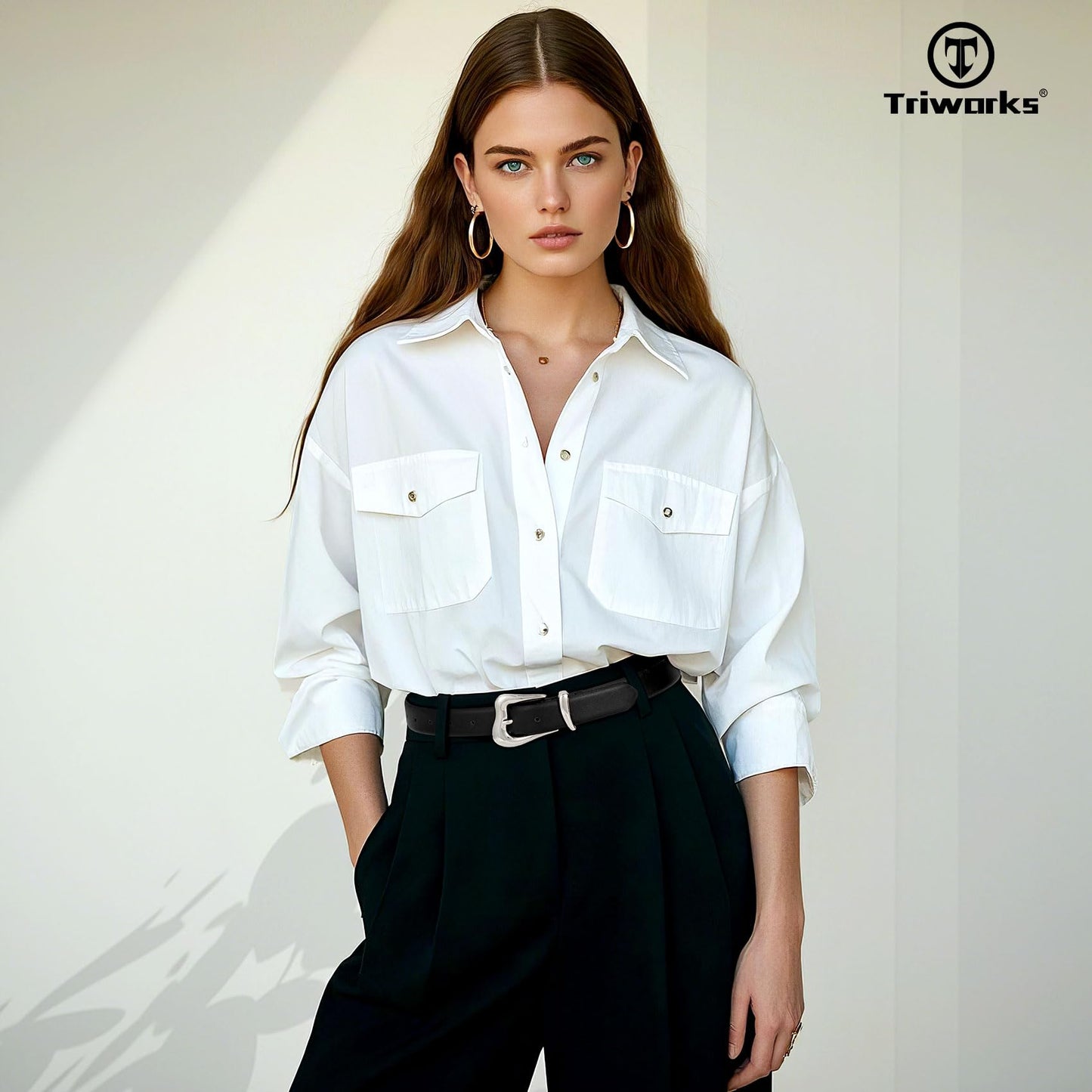 TRIWORKS Women's Belts for Jeans Pants Sliver Buckle Fashion Waist Belts for Ladies Leather Belts