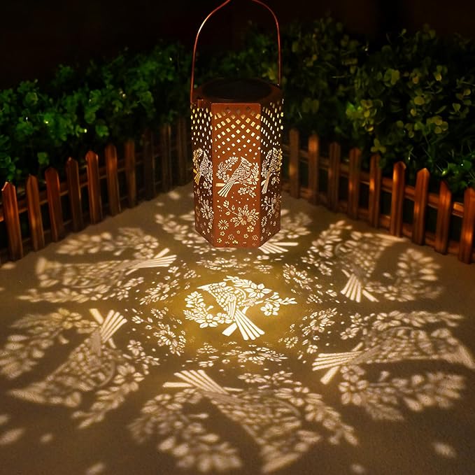 Gifts for Women, Men, Mom, Cardinal Bird Solar Lanterns Outdoor Waterproof - Solar Lights Outdoor Hanging Garden Decor for Outside, Patio, Outdoor, Yard, Lawn, Balcony