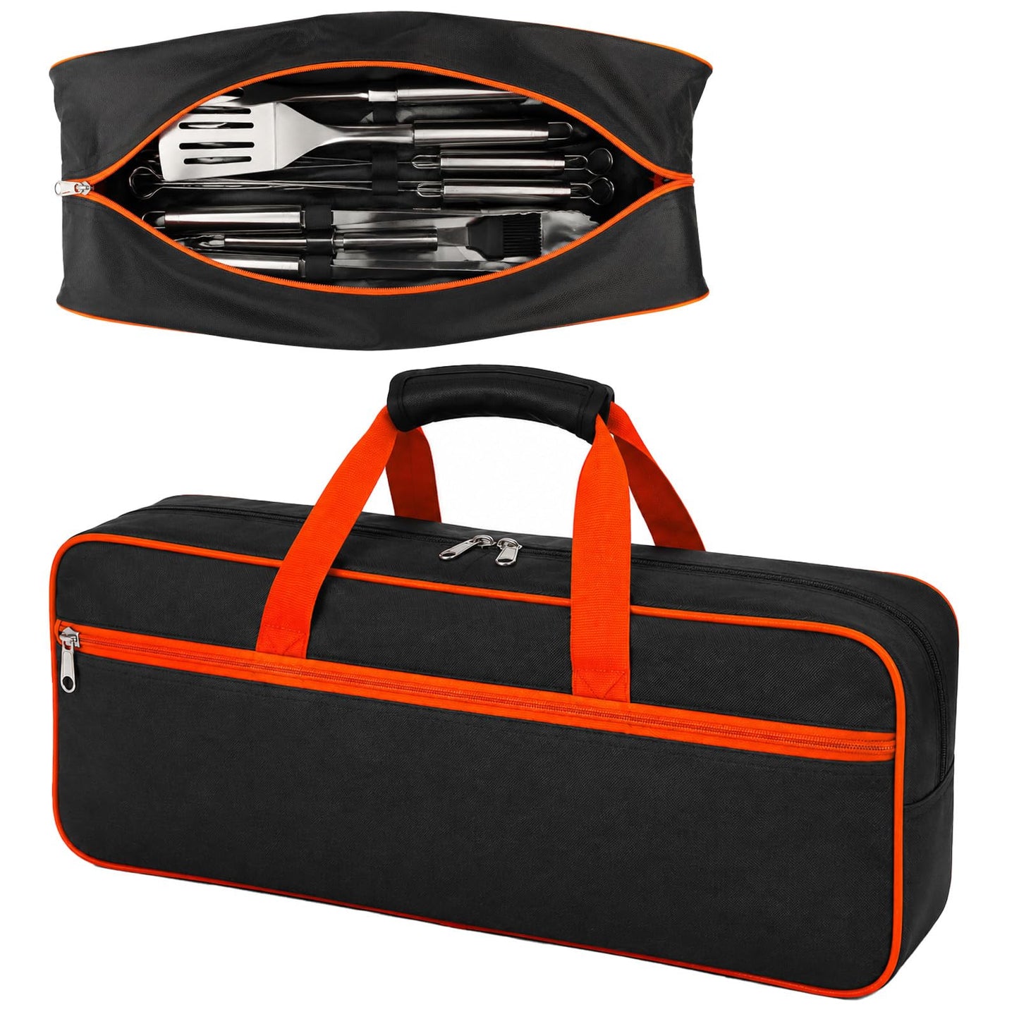 Grill Tool Storage Bag, Large Capacity Grill Accessory Storage for Outdoor Barbecue, Oxford Cloth Grilling Utensil Storager for Camping BBQ Enthusiasts (Only Bag Without Tools)