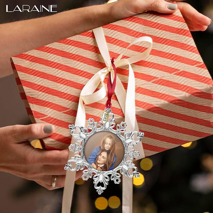 Laraine Christmas Tree Ornaments – 3-Piece Decorative Hanging 2025 Holiday Keepsake Gift Pendant with 2” Photo Frame Insert for Picture of Pet (3-Piece Gift Set (2025))