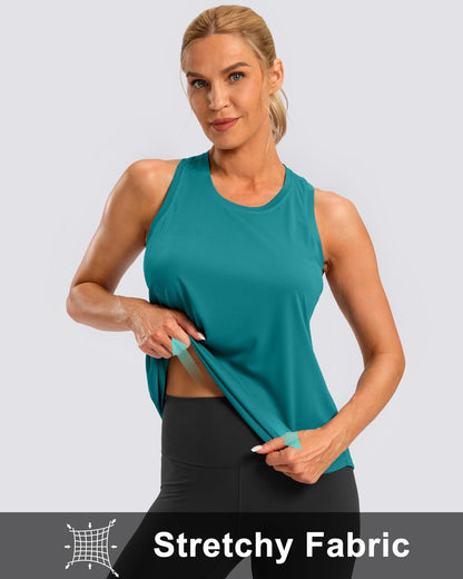 G Gradual Women's Workout Tank Tops Racerback Athletic Yoga Tops Loose Fit Sleeveless Running Gym Sports Shirts for Women(Teal,XL)
