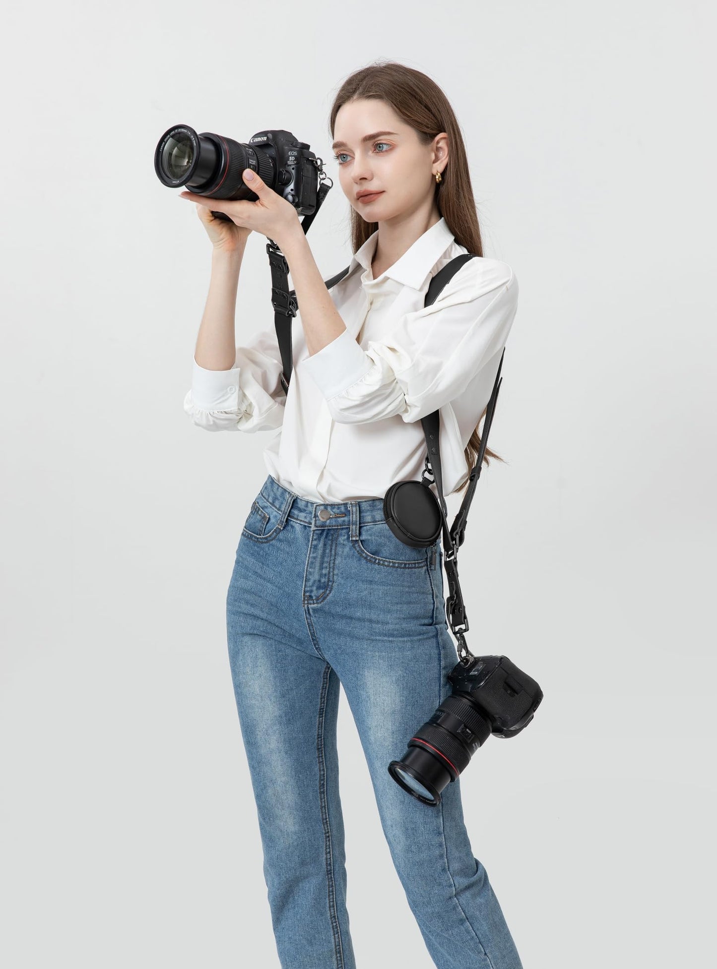 Honikoo Dual Camera Harness for 2 Cameras Leather Camera Shoulder Strap for DSLR/SLR Camera Straps for Photographers Camera Gear