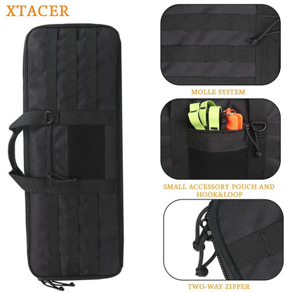 XTACER Tactical Bow Case MOLLE Recurve Takedown Bow Case Fully Padded Case (Black)