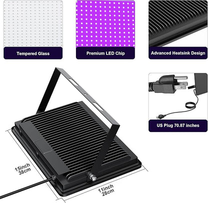 Black Lights 600W LED Black Purple Lights Flood Light with Plug(6ft Cable) for Blacklight Party, Stage Lighting, Aquarium, Body Paint, Fluorescent Poster, Neon Glow in The Dark Night