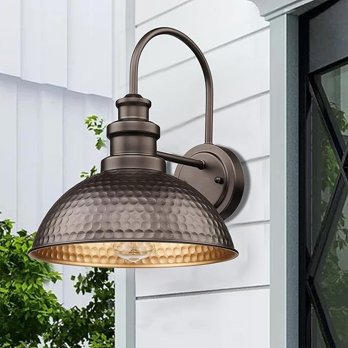 Casia Outdoor Farmhouse Barn Lights, Rustic Outdoor Wall Sconce, Exterior Wall Lights, Front Door Mounted Lighting Fixture,Vintage Gooseneck Lighting (Oil Rubbed Bronze, 4 Pack)