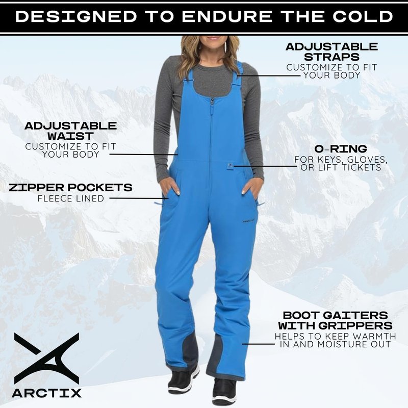 Insulated Ski Bibs for Women - Water Resistant Snow Pants for Skiing & Snowboarding | Comfortable Fit
