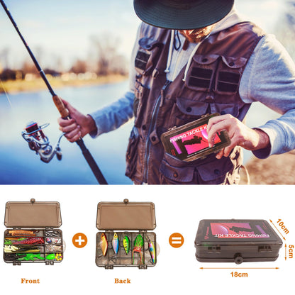 Fishing Lures Accessories Kit with Tackle Box, Suitable for Freshwater and Saltwater Fishing Gift for Men