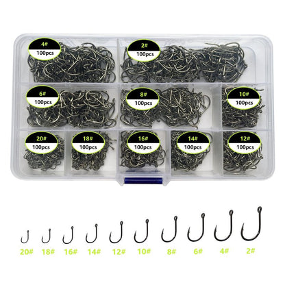 Gxamz 1000pcs 600pcs 300pcs Small Fish Hooks for Freshwater, 10 Specifications of Trout Fishing Hook Set (1000pcs, Black)