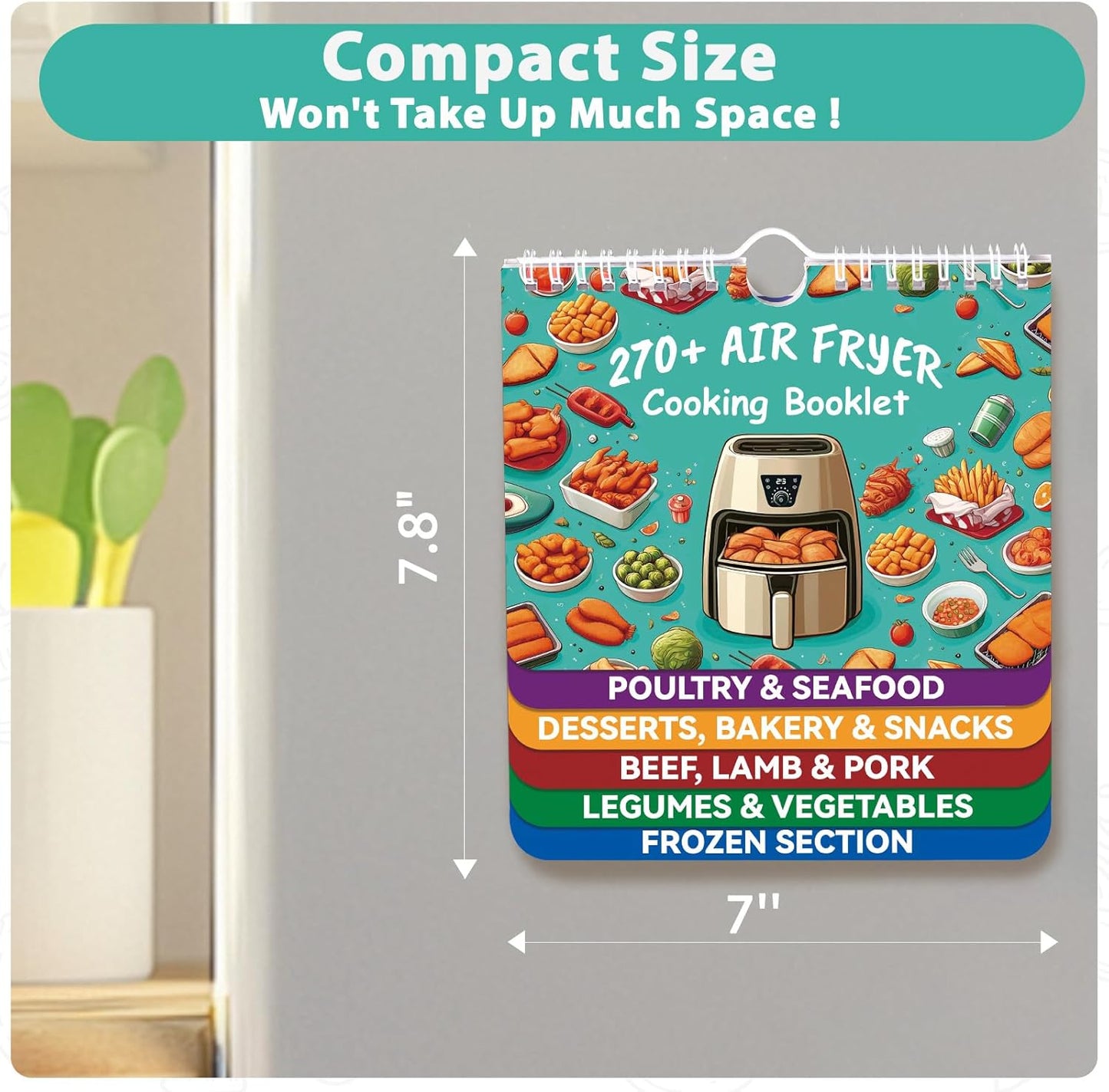 270+ Foods Air Fryer Cooking Guide Magnetic, Air Fryer Cheat Sheet Magnets Cooking Guide Booklet, Air Fryer Accessories for Air Fryer Cooking Guide Flip Chart, Air Fryer Temp and Time Chart