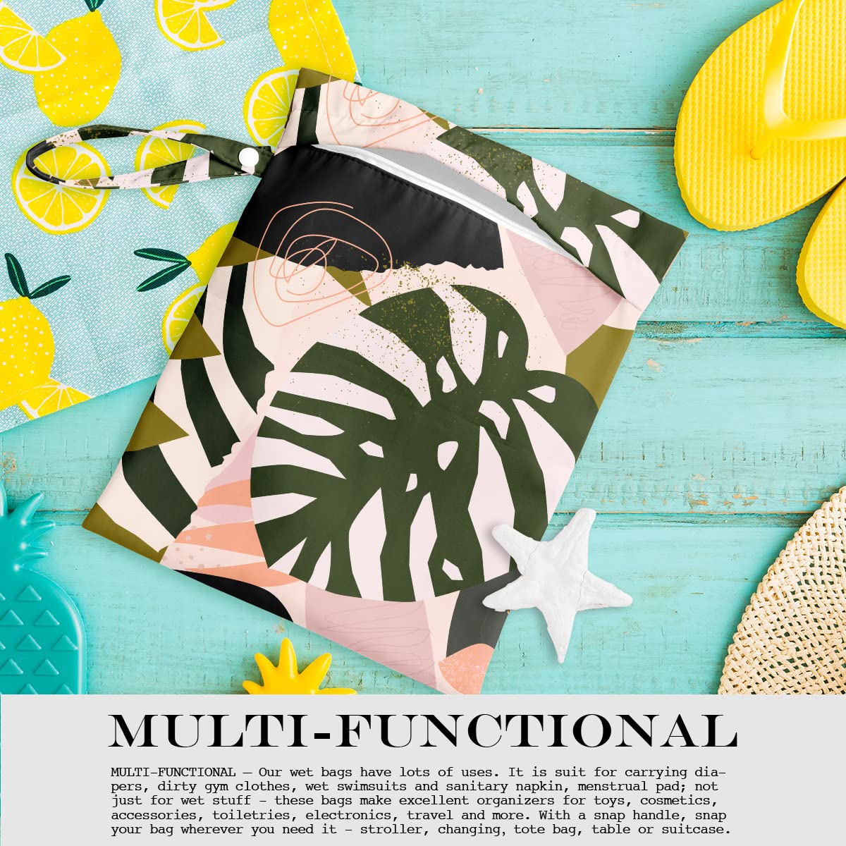 zcyxuuw Wet Dry Bag for Swimsuit, Travel, Beach, Pool, Stroller, Diapers, Dirty Yoga Gym Clothes, Makeup Bag, Waterproof Tropical Palm Leaves Decor Jungle Palm Leaf Favors