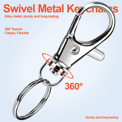 LEOBRO 60PCS Lobster Claw Clasps and Key Rings, 30PCS Keychains Clips and 30PCS Key Chain Ring, Keychain Making kit for Key Chain, Jewelry Making, Art Crafts, Silver