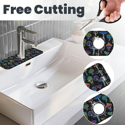 Cool Mushroom Mushrooms Kitchen Sink Splash Guard Faucet Mat Super Absorbent