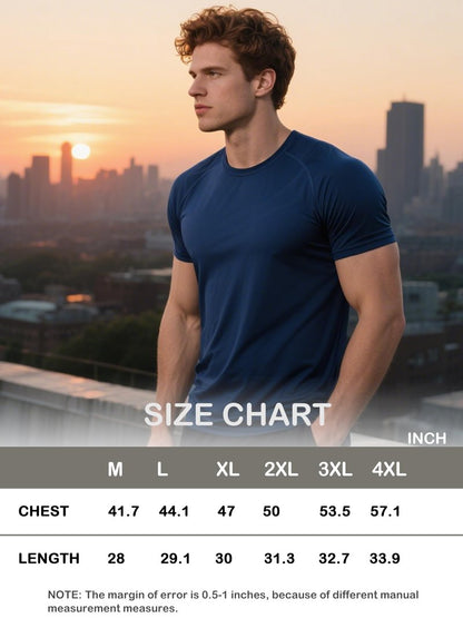 CuterzClub Mens Moisture Wicking Shirts 5 Pack Gym Casual Summer Quick Dry Fit Work Athletic Tee Running Out Fitted Short Sleeve Hiking Performance Elastic Lightweight (Multipack 14, L)