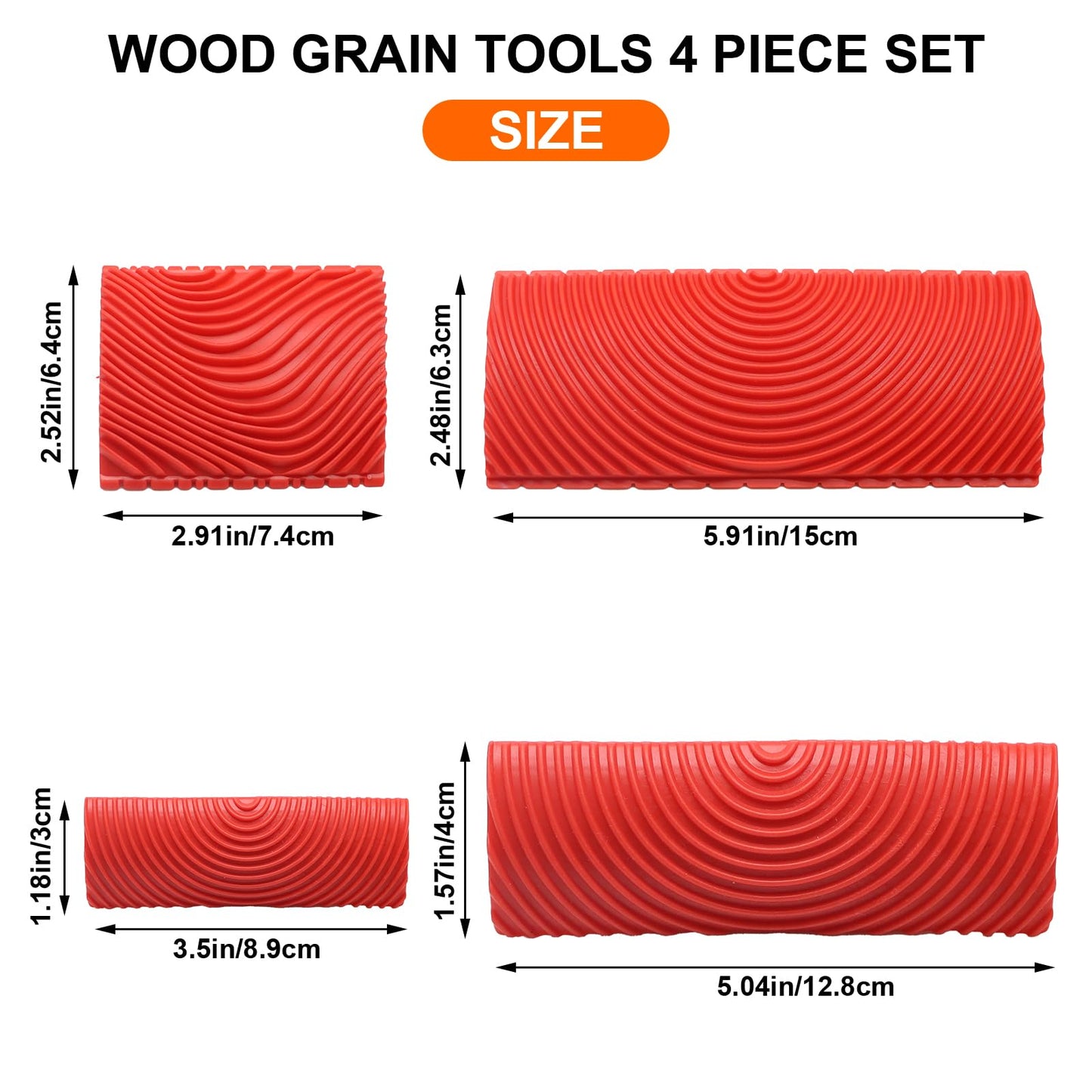 lenpestia 4 Pieces Wood Graining Tool Wood Grain Paint Tool Wood Grain Tool Kit Decorative Wood Grain Tools Wood Graining Tool Set Simulated Wood Grain Brushes for Wall Room Decoration