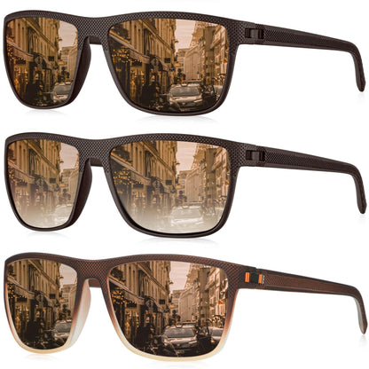 KALIYADI Polarized Sunglasses Men, Lightweight Mens Sunglasses Polarized UV Protection Driving Fishing Golf (Brown/Gradient Brown/Brown)